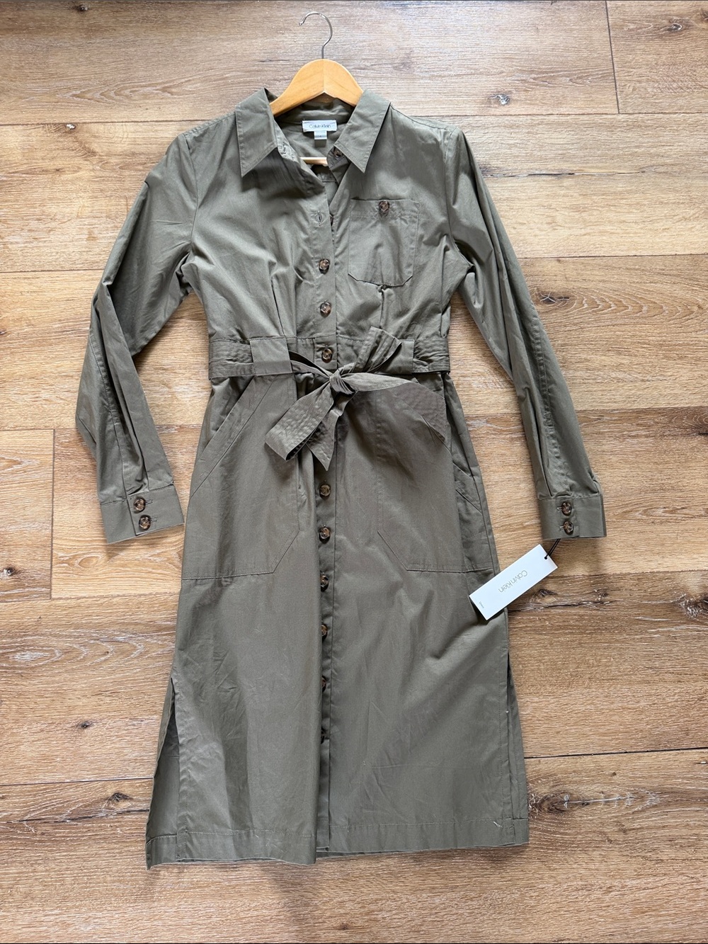 Calvin Klein Olive Utility Shirt Dress